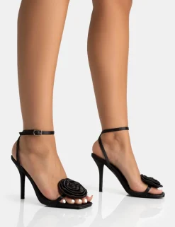 Best Sale Ruru Satin Flower Barely There Stiletto Heel Barely There Heels | High Heels