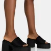 Best Sabeena Black Chunky Mule Round Toe Mid Heel Sandals Mules | Mid Heels