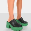 Best Sale Sandi PU Chunky Sole Block Heeled Mules 4" Heels | Mules