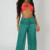 Cheap Satin Chain Halterneck Top Coral Sculpt & Leisure | Kaiia The Label