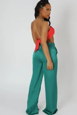 Cheap Satin Chain Halterneck Top Coral Sculpt & Leisure | Kaiia The Label