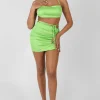 Best Satin Ruched Detail Mini Skirt Sculpt & Leisure | Kaiia The Label