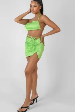 Best Sale Satin Ruched Side Bralet Sculpt & Leisure | Kaiia The Label