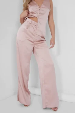 Online Satin Tailored Trouser Pink Sculpt & Leisure | Kaiia The Label