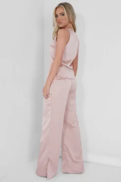 Online Satin Tailored Trouser Pink Sculpt & Leisure | Kaiia The Label