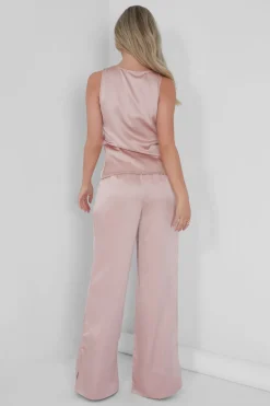 Online Satin Tailored Trouser Pink Sculpt & Leisure | Kaiia The Label