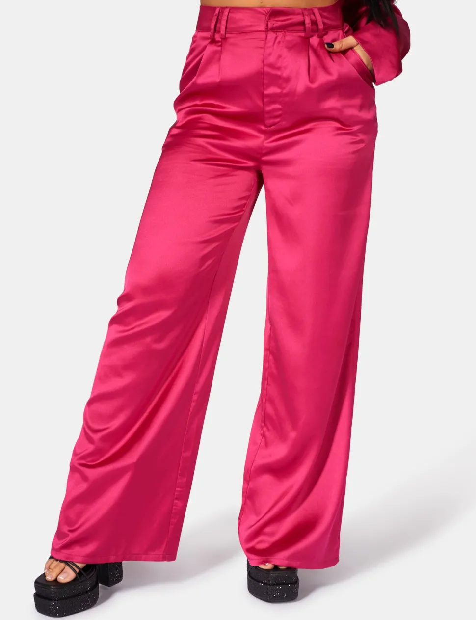 Best Sale Satin Wide Leg Tailored Trousers Sculpt & Leisure | Kaiia The Label