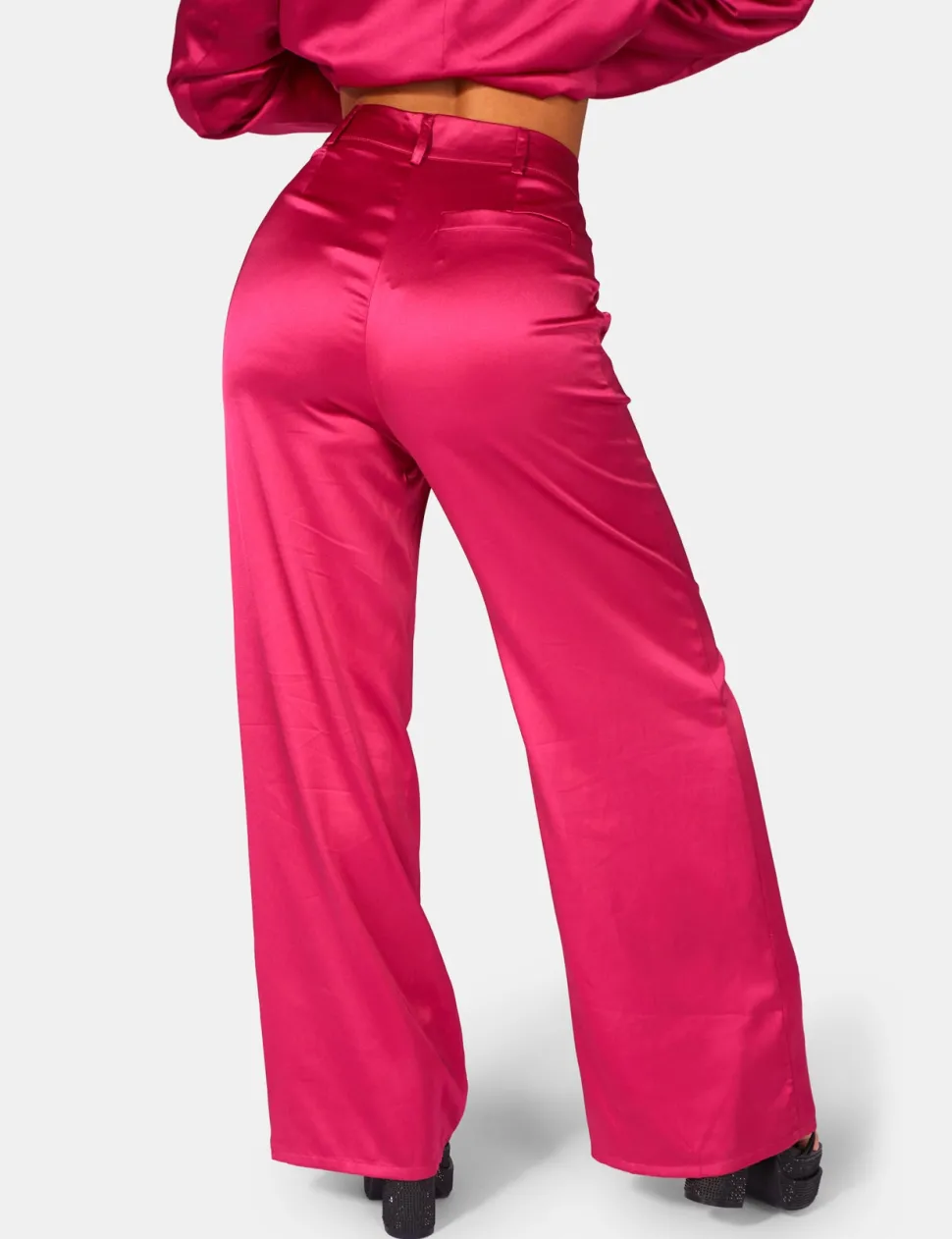 Best Sale Satin Wide Leg Tailored Trousers Sculpt & Leisure | Kaiia The Label