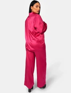 Best Sale Satin Wide Leg Tailored Trousers Sculpt & Leisure | Kaiia The Label