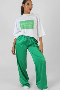 Fashion Satin Wide Leg Trousers Sculpt & Leisure | Kaiia The Label