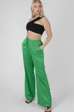 Fashion Satin Wide Leg Trousers Sculpt & Leisure | Kaiia The Label