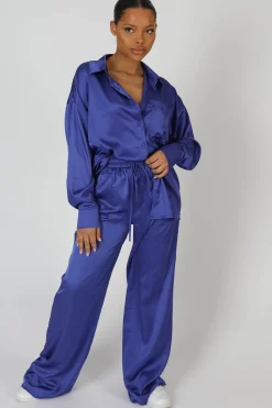 Online Satin Wide Leg Trousers Sculpt & Leisure | Kaiia The Label