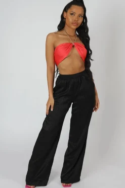 Clearance Satin Zebra Print Wide Leg Trousers Sculpt & Leisure | Kaiia The Label