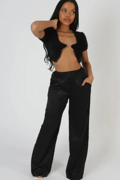 Clearance Satin Zebra Print Wide Leg Trousers Sculpt & Leisure | Kaiia The Label
