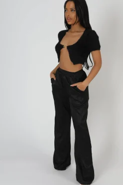 Clearance Satin Zebra Print Wide Leg Trousers Sculpt & Leisure | Kaiia The Label