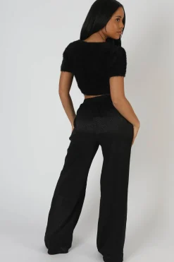 Clearance Satin Zebra Print Wide Leg Trousers Sculpt & Leisure | Kaiia The Label
