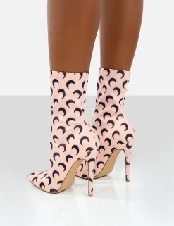 Discount Saturn Return Pointed Toe Stiletto Printed Sock Boots High Heels | Sock Boots
