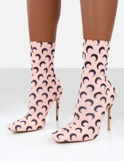 Discount Saturn Return Pointed Toe Stiletto Printed Sock Boots High Heels | Sock Boots