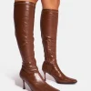 Best Sale Scorpion Chocolate Mid Heel Sock Knee High Boots Sock Boots | Ankle Boots