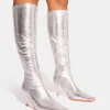 Sale Scorpion Cracked Mid Heel Sock Knee High Boots Mid Heels | Mid Heels