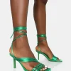 Store Scout Lime Grain PU Clear Perspex Pointed Toe Diamante Strappy Heels Wide Fit Heels | Wide Fit Heels