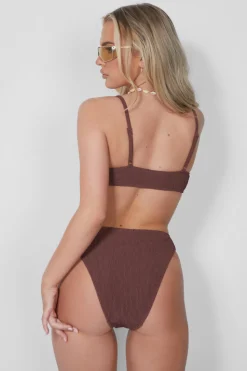 Best Sale Scrunch High Leg Bikini Bottom Chocolate Swimwear
