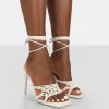 New Seabreeze Rope Woven Lace Up Square Toe Heels 4" Heels | Square Toe Heels