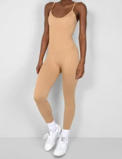 Flash Sale Seamless Unitard Jumpsuit Camel Jumpsuits & Playsuits