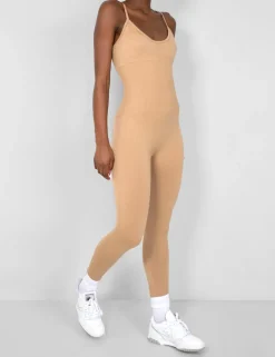 Flash Sale Seamless Unitard Jumpsuit Camel Jumpsuits & Playsuits