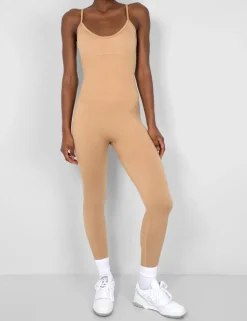Flash Sale Seamless Unitard Jumpsuit Camel Jumpsuits & Playsuits