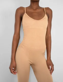 Flash Sale Seamless Unitard Jumpsuit Camel Jumpsuits & Playsuits