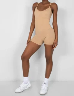 Shop Seamless Unitard Playsuit Camel Jumpsuits & Playsuits