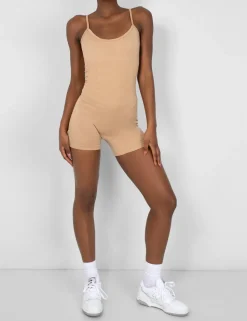 Shop Seamless Unitard Playsuit Camel Jumpsuits & Playsuits