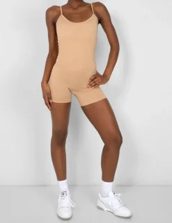 Shop Seamless Unitard Playsuit Camel Jumpsuits & Playsuits