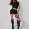 Best Second Skin Short Sleeve Fitted T-shirt Black Tops