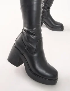 Flash Sale Sensored Chunky Sole Sock Over the Knee Boots High Heels | Sock Boots