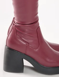 Clearance Sensored Chunky Sole Sock Over the Knee Boots High Heels | Sock Boots