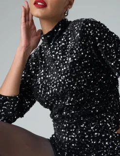 Store Sequin High Neck Long Sleeve Top Co-ords | Tops