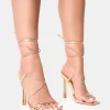 Shop Seren Strappy Square Toe Star Stiletto Heel Gold Heels | Square Toe Heels