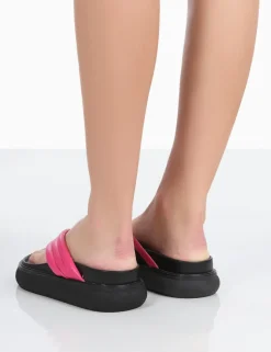Flash Sale Serena Pu Thong Strap Wedge Slider Sandals Flats | Wedges