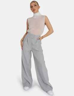 Cheap Sheer Knit Roll Neck Top In Sculpt & Leisure | Kaiia The Label