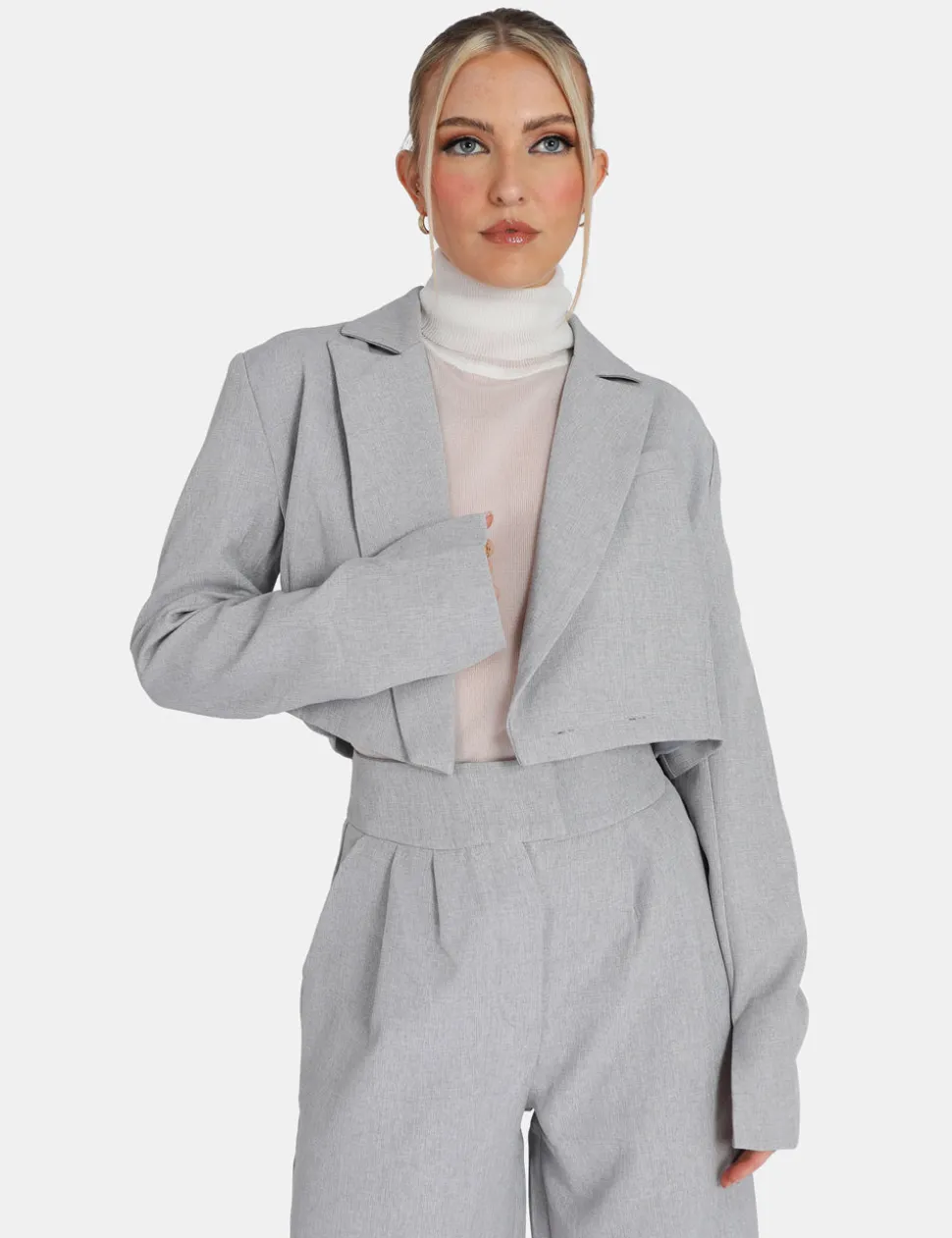 Cheap Sheer Knit Roll Neck Top In Sculpt & Leisure | Kaiia The Label