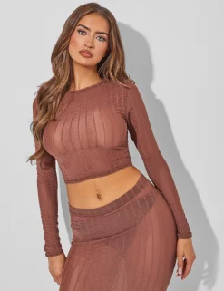 Hot Sheer Long Sleeve Top Co Ord Co-ords | Tops