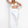 Clearance Sheer Panelled Mesh Knitted Maxi Skirt Ivory Sculpt & Leisure | Kaiia The Label
