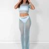 Fashion Sheer Shimmer Knitted Maxi Skirt Blue Sculpt & Leisure | Kaiia The Label