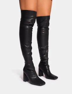 Hot Showoff Pu Block Heel Over the Knee Boot Block Heels | Heeled Boots