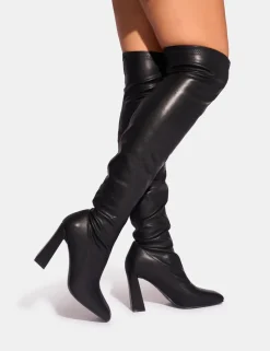 Hot Showoff Pu Block Heel Over the Knee Boot Block Heels | Heeled Boots