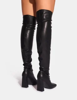 Hot Showoff Pu Block Heel Over the Knee Boot Block Heels | Heeled Boots