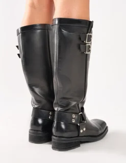 Store Sirius Vintage Buckle Knee Hight Flat Boots Flats | Flat Boots