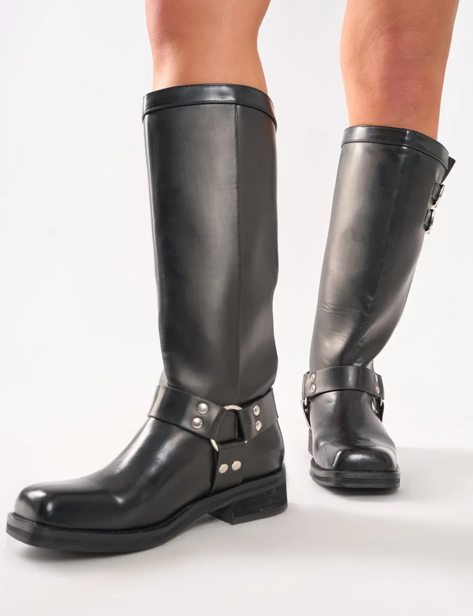 Store Sirius Vintage Buckle Knee Hight Flat Boots Flats | Flat Boots